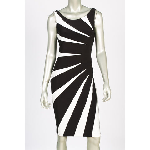 143010 Black White Sunburst Dress